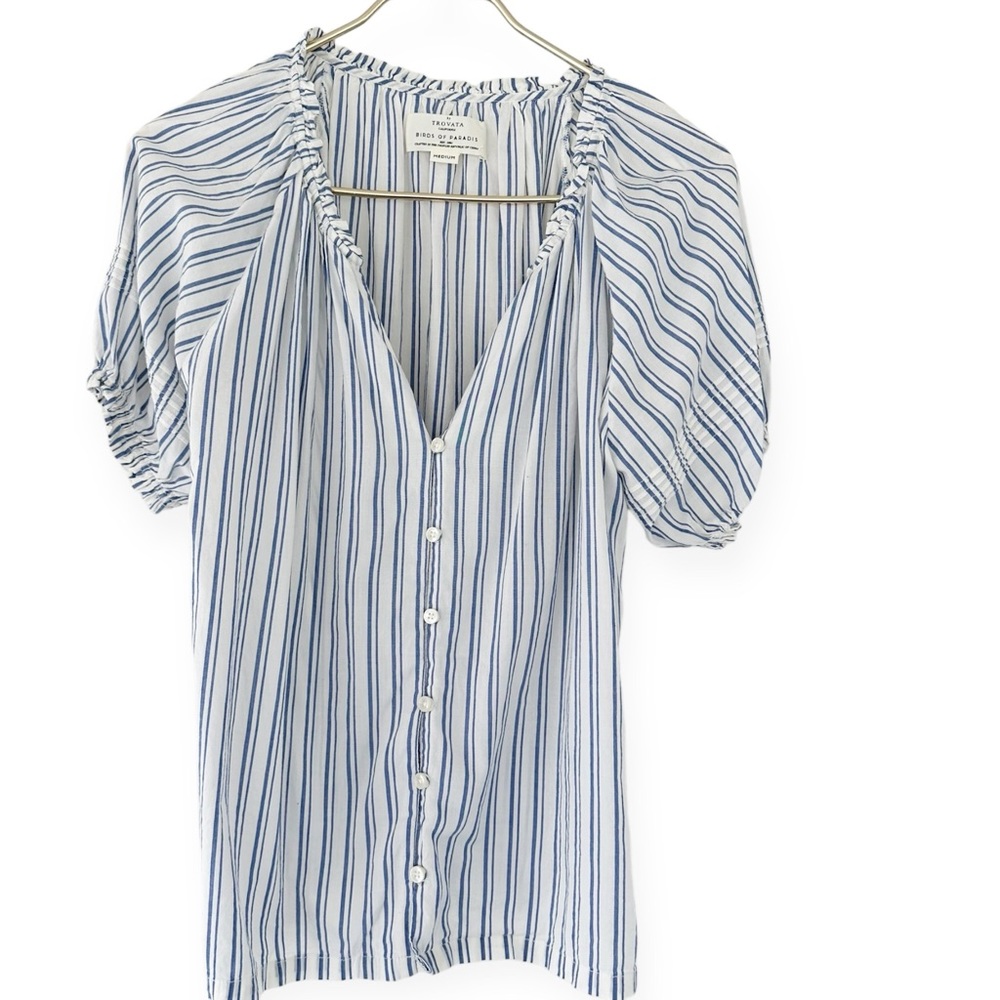 Trovata Blue and White Striped Blouse